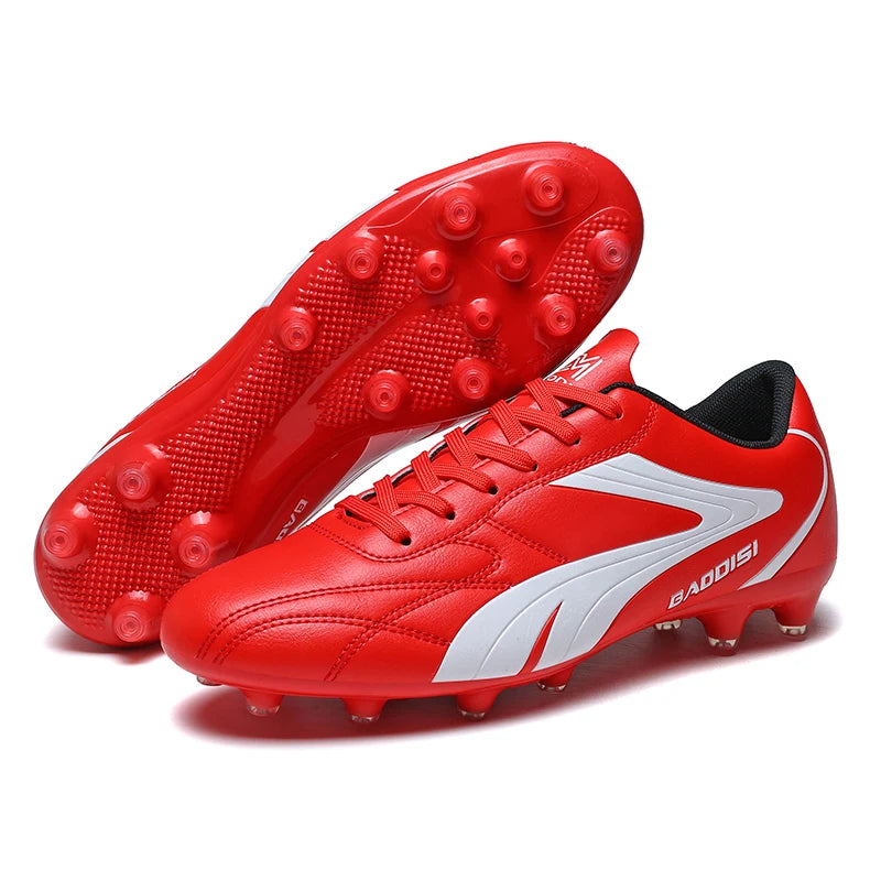Chaussures de Football FG Homme Cuir Verni Basses Ultra-légères — Crampons Longs, Professionnel EU 31–48