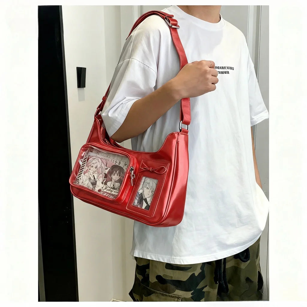Y2k Harajuku bolso de hombro para mujer coreano transparente Ita bolso escolar bandolera japonesa diseñador Preppy bolso de mano
