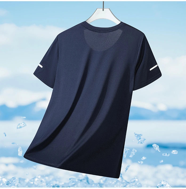 CHRLCK hommes course séchage rapide T-shirts respirant randonnée pêche T-shirts élasticité douce Sports de plein air chemise courte été