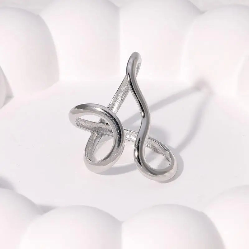 Anillo abierto impermeable de acero inoxidable para mujer, dijes de personalidad, chapado en oro real PVD de 18 quilates, joyería de moda para mujer