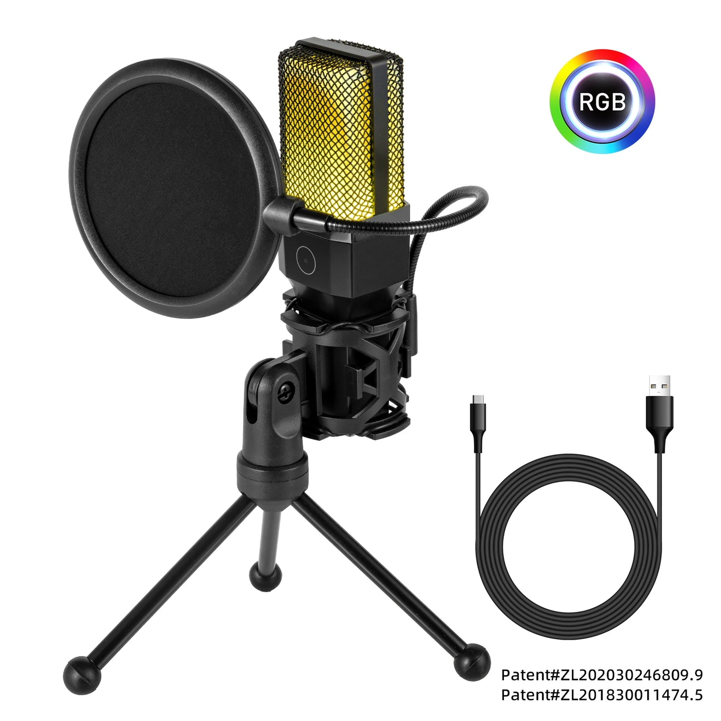 Microphone USB à condensateur pour gaming et podcast – Micro filaire pour PC, streaming et karaoké