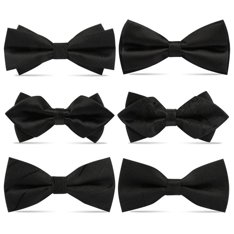 Nœud Papillon Homme Mariage Réglable Classique — Noir Double Cravate Cadeau Affaires