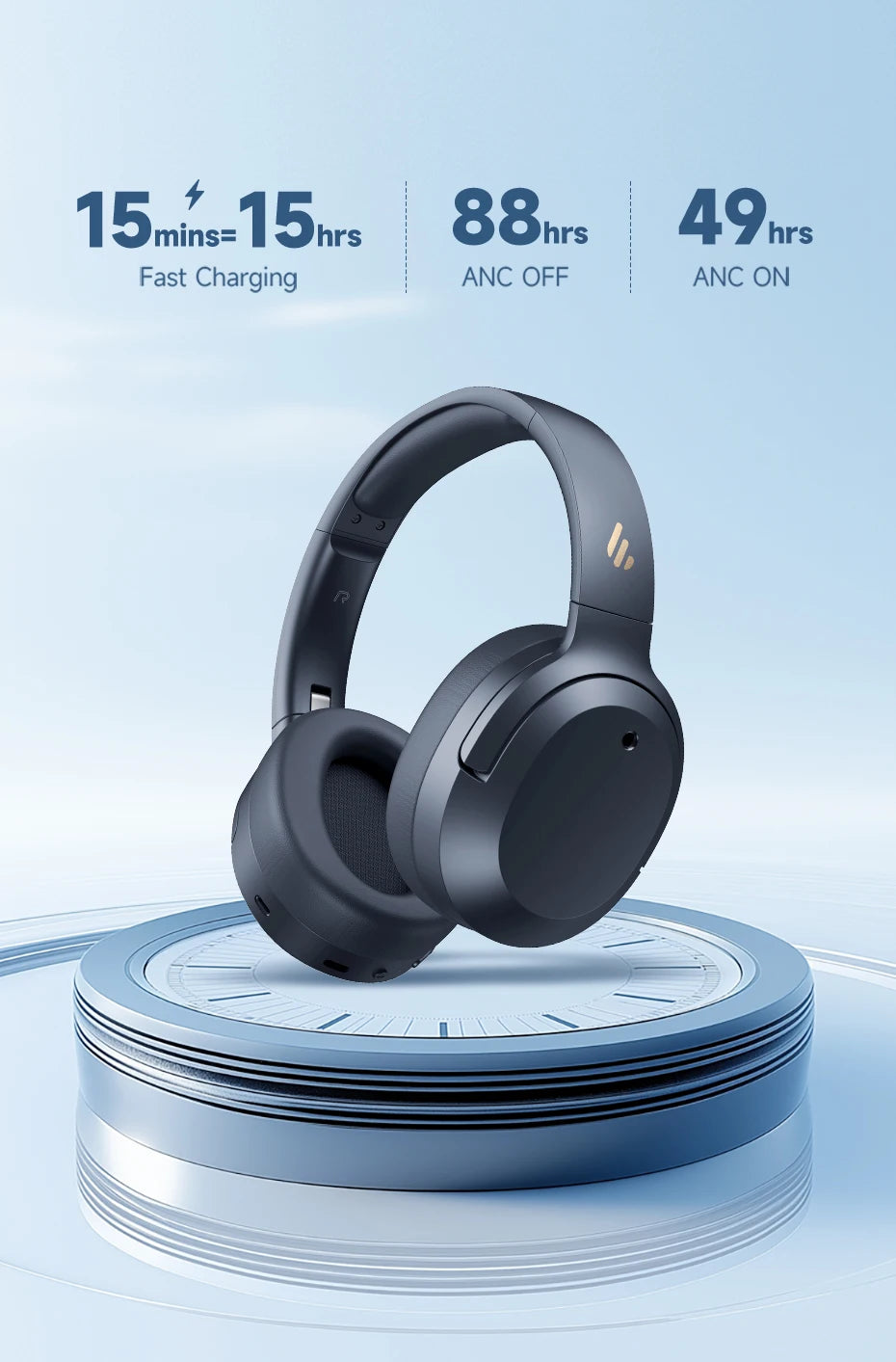Edifier W820NB Plus 2025 – Casque Bluetooth ANC -49dB, audio haute résolution, supra-auriculaire