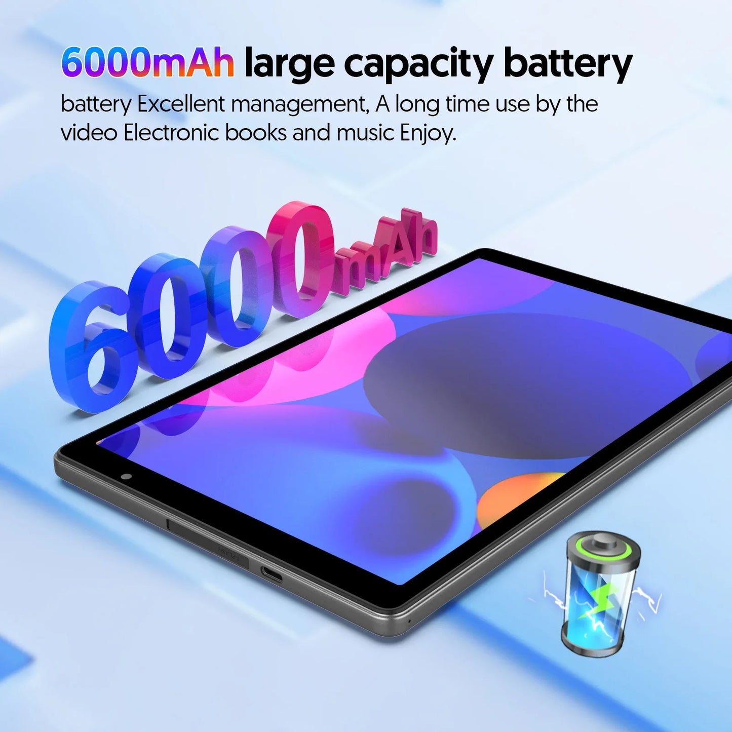 Dernière tablette Android 14, tablette 10 pouces, processeur Quad-core, WiFi 5G, 4 Go de ROM + 32 Go de RAM, résolution 1280 x 800, batterie 6000 mAh