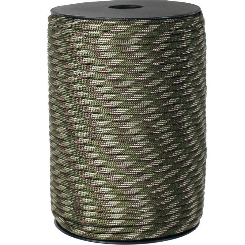 Cordon de parachute militaire standard 550 de 100M/50M, 9 brins, 4mm, pour survie en extérieur, tente et sangle de fixation