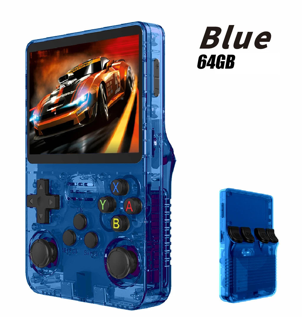 R36S ARKOS Consola de videojuegos portátil retro de 3,5 pulgadas IPS con múltiples colores disponibles, pantalla de reproductor portátil, 64GB de juegos