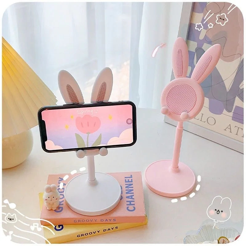 El bonito soporte para teléfono móvil de conejo, puede levantar y ajustar los accesorios de teléfono de escritorio, soporte para teléfono, empuñadura para teléfono