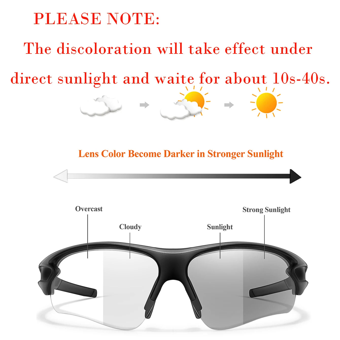 Lunettes de soleil photochromiques pour hommes et femmes, lunettes de sport de plein air, pêche, cyclisme, course à pied, conduite, marque de mode