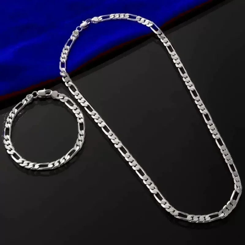 Fine Noble nouvelle arrivée 925 argent 4MM chaîne pour hommes femmes Bracelet collier ensemble de bijoux dame cadeaux de noël breloques de mariage