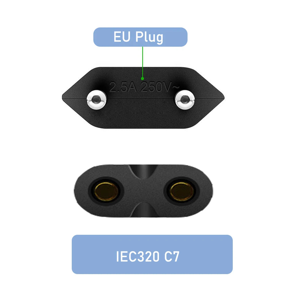 Cable de alimentación UE, cable de alimentación europeo UE no polarizado IEC-320-C7 a CEE 7/16, cable de alimentación de CA para DJI Mavic Air 2/2S PS4 PS5 Xbox TV
