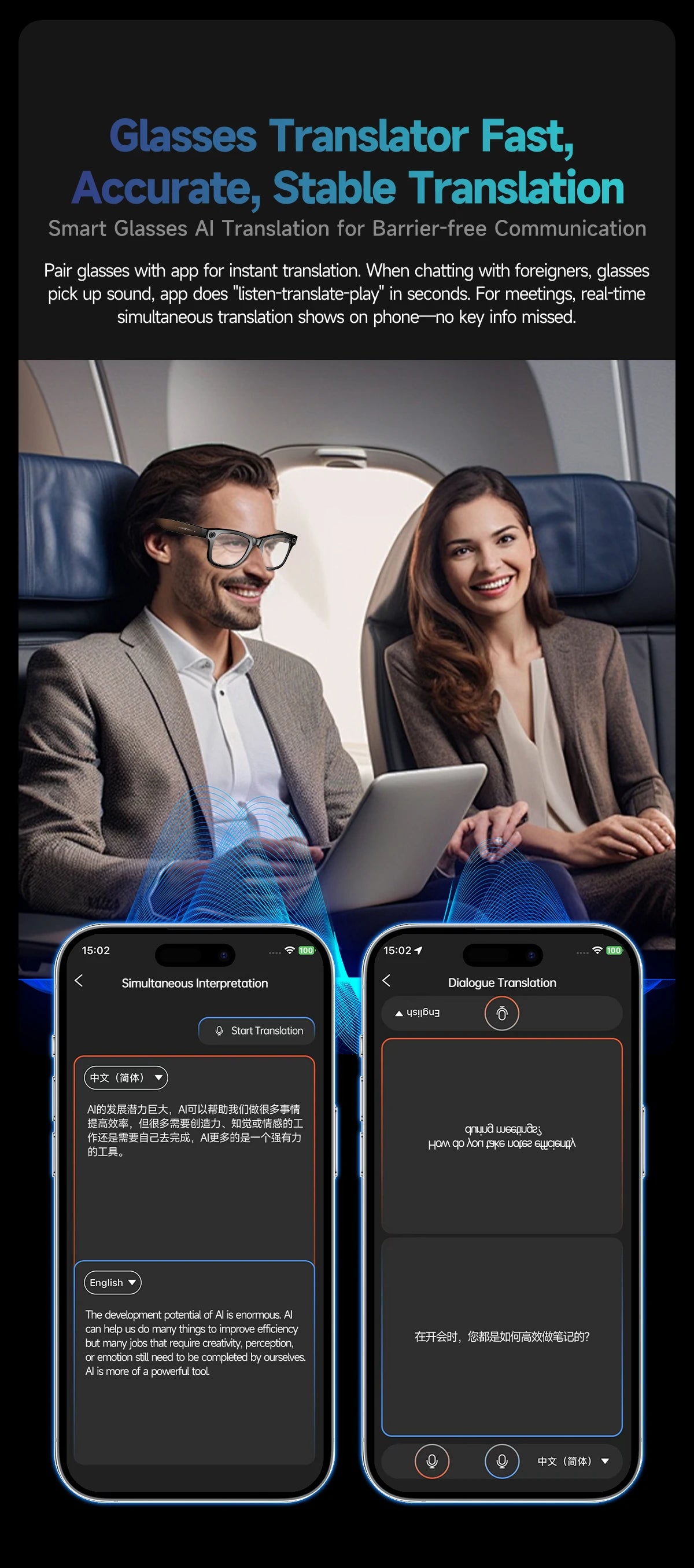 Nouvelle mise à niveau lunettes intelligentes avec caméra enregistrement vidéo AI reconnaissance Photo Bluetooth appel traduction voix lunettes de soleil hommes femmes