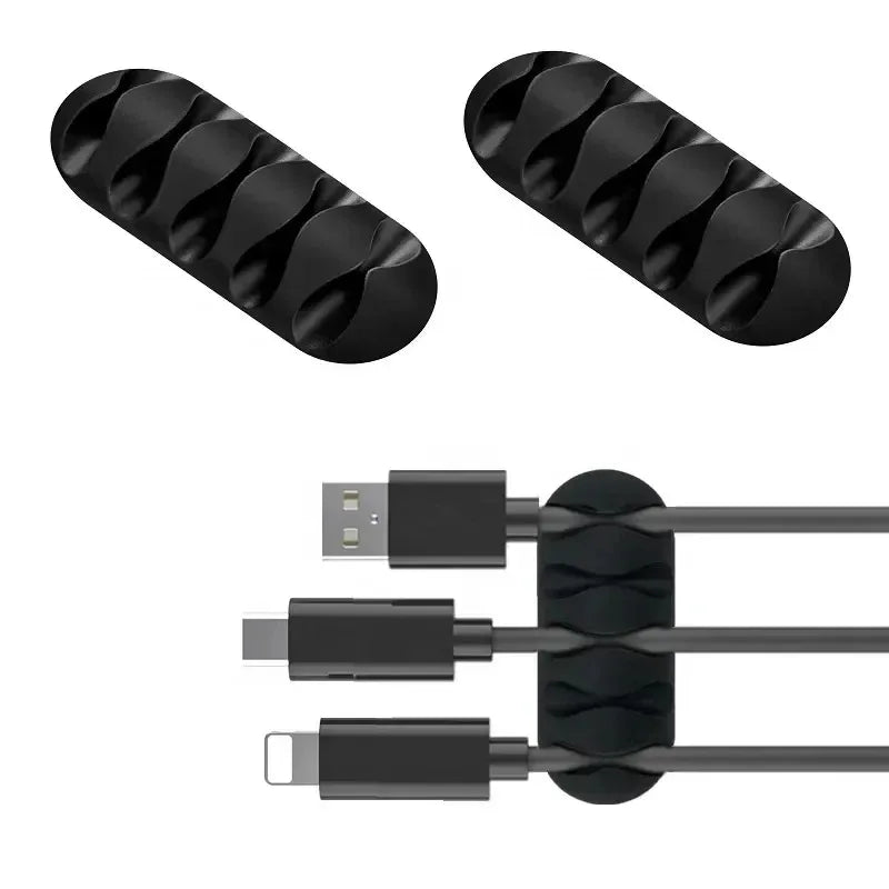 Organizador de cables de silicona, enrollador de cable USB, clips de gestión autoadhesivos para ratón, teclado, auriculares para iPhone Huawei