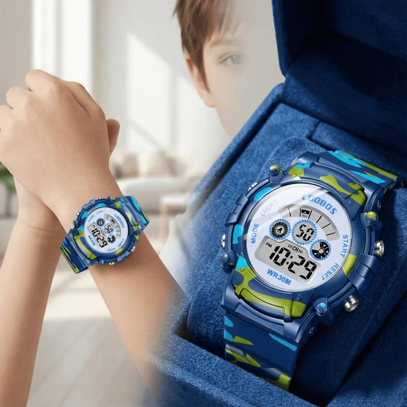 Kids Digital Watch Waterproof LED Luminous Watch for Children Sports Camouflage Watches for Boys Girls Student Clock montre enfant