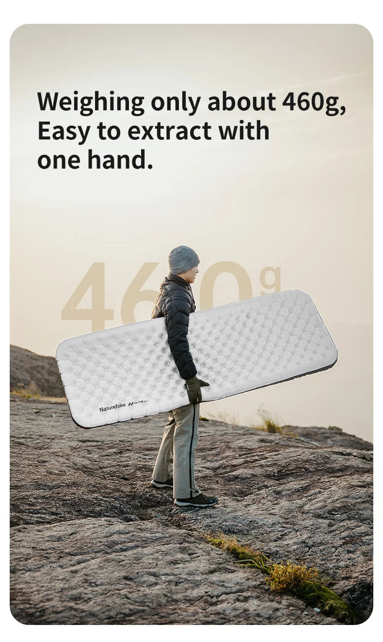 Naturehike 2026 Matelas de camping gonflable ultraléger, valeur R de 6,5, chaud pour l'hiver, épaisseur de 10 cm, tapis de couchage portable d'extérieur, lit d'air