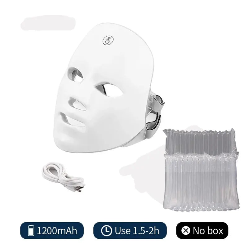Mascarilla facial LED de 7 colores, reparación LED, máquina de belleza para la piel, uso inalámbrico