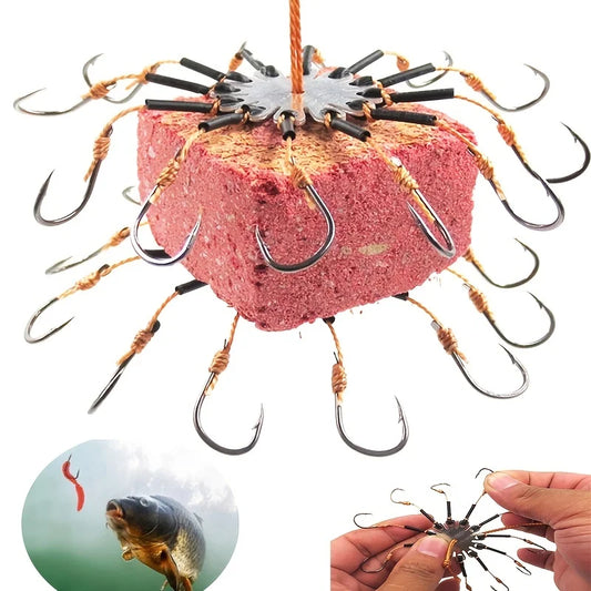 Hameçon avec tuyau en acier au carbone, appât pour carpe, 12 crochets, VPN