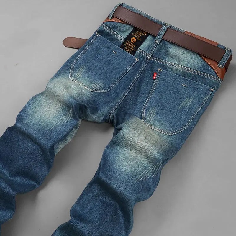 Otoño invierno Vintage Casual Loose Jeans Hombre Tendencia Moda Agujero Todo-fósforo Pantalones de mezclilla rectos Pantalones masculinos Ropa de hombre