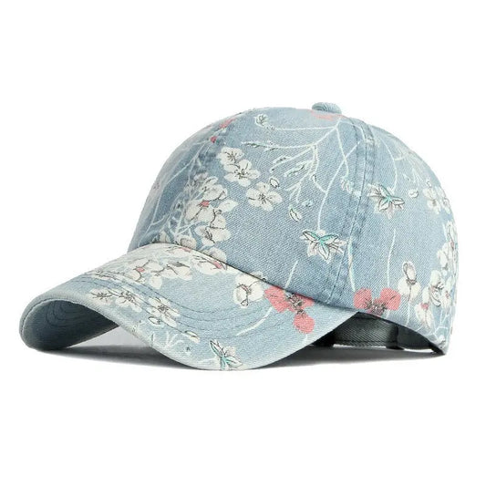 LDSCircJR-Unisex Floral Print Denim Baseball Cap, Adjustable Outdoor Snapback Hats, Spring, 170