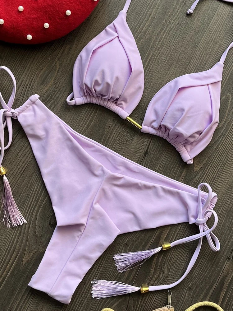 RUOTONGSEPT 2025 nouveau Sexy 13 couleurs Triangle maillot de bain pour femmes brésilien Bikinis maillots de bain Push Up maillot de bain plage Bikini ensemble