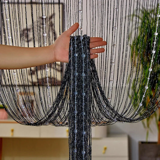 Rideaux à cordes perlées en cristal, 100cm x 200cm, pour salon, porte, mur, fenêtre, écran, gland