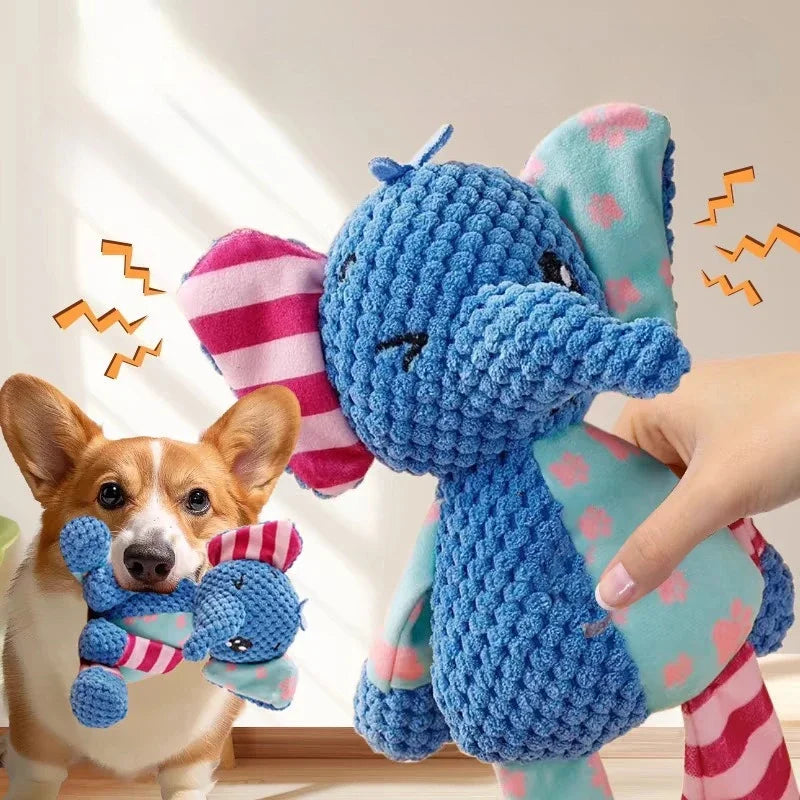 Jouet en peluche pour chien, mignon renard, éléphant, résistant aux morsures, interactif, grinçant, jouet à mâcher, nettoyage des dents de chien, poupée sonore, jouet à mâcher