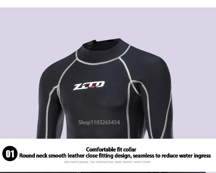 Combinaison de plongée en néoprène pour hommes, 3MM, manches longues, plongée en apnée, une pièce, Surf, pêche, maillots de bain thermiques