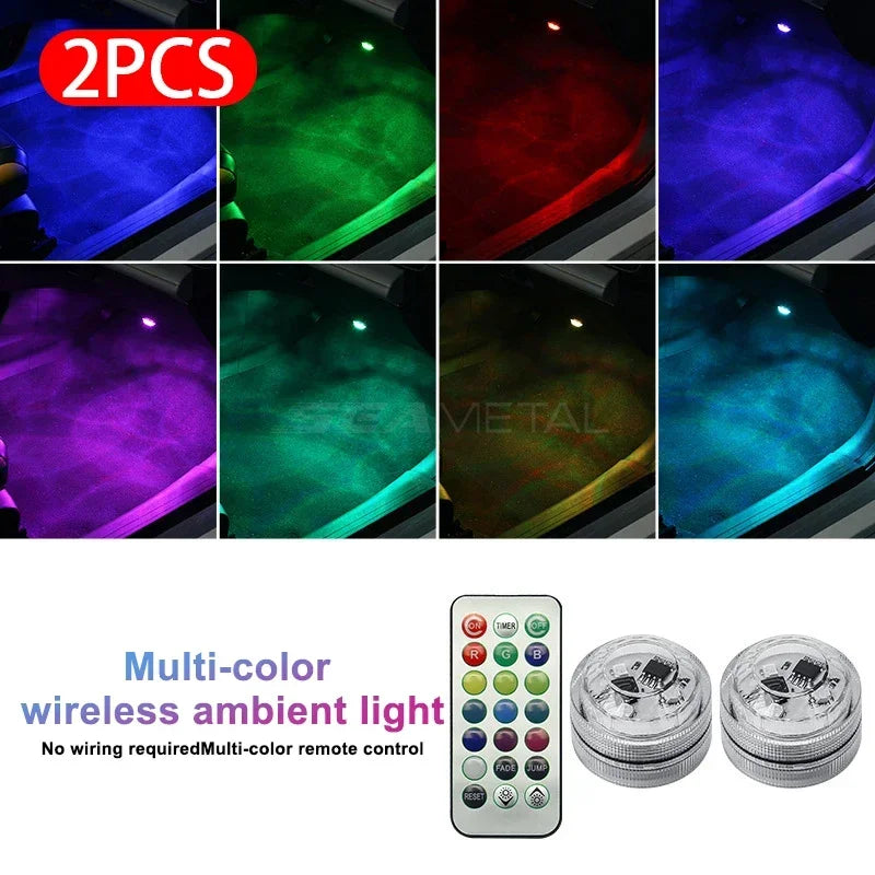 SEAMETAL Luz ambiental LED inalámbrica para interior de coche, lámpara de atmósfera para techo de coche, lámpara de diamante para buceo con control remoto