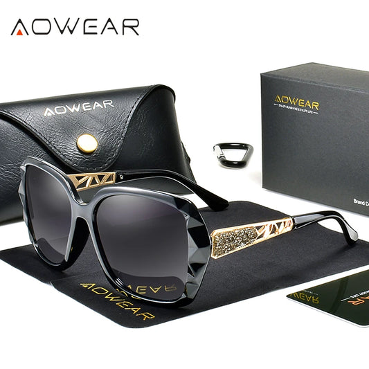 AOWEAR Vintage rosa espejo gafas de sol mujeres polarizadas cuadrado degradado gafas de sol para damas claro sobredimensionado Gafas de Sol