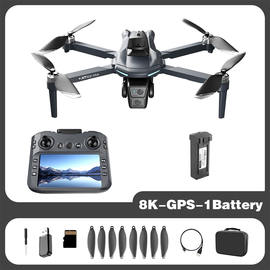 Dron GPS Lenovo NEW XT606 8K HD profesional con doble cámara, WIFI 5G FPV, evitación de obstáculos, cuadricóptero RC sin escobillas, juguete dron