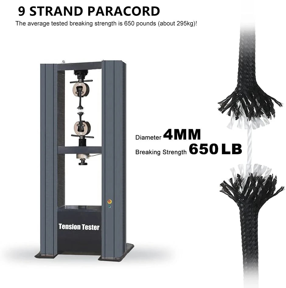 Paracorde à 9 cœurs, 650lb, 5/15/31m de diamètre, 4mm, corde de Parachute de survie tactique militaire pour bricolage, fabrication de lanière, Bracelet, collier de chien, tente