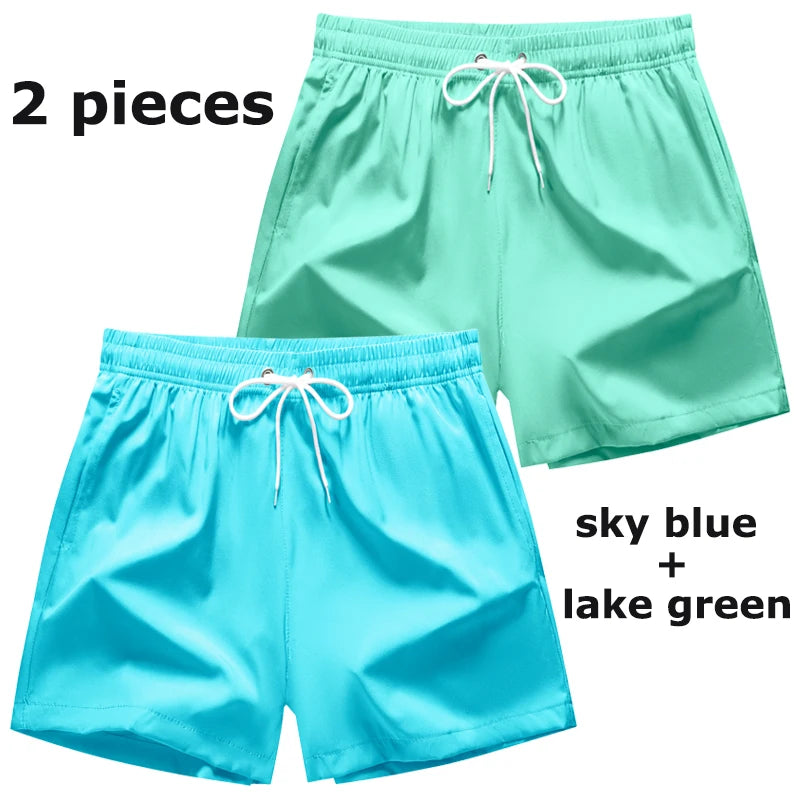 Maillot de bain pour hommes avec doublure en maille poches latérales short de plage solide séchage rapide léger cordon de serrage short de bain maillot de bain d'été