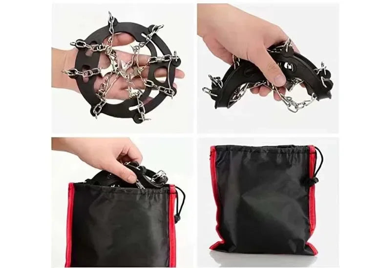 Hiver randonnée en plein air escalade neige pointes Crampons Crampons chaîne griffes poignées bottes couverture glace pince Spike pour chaussures anti-dérapant