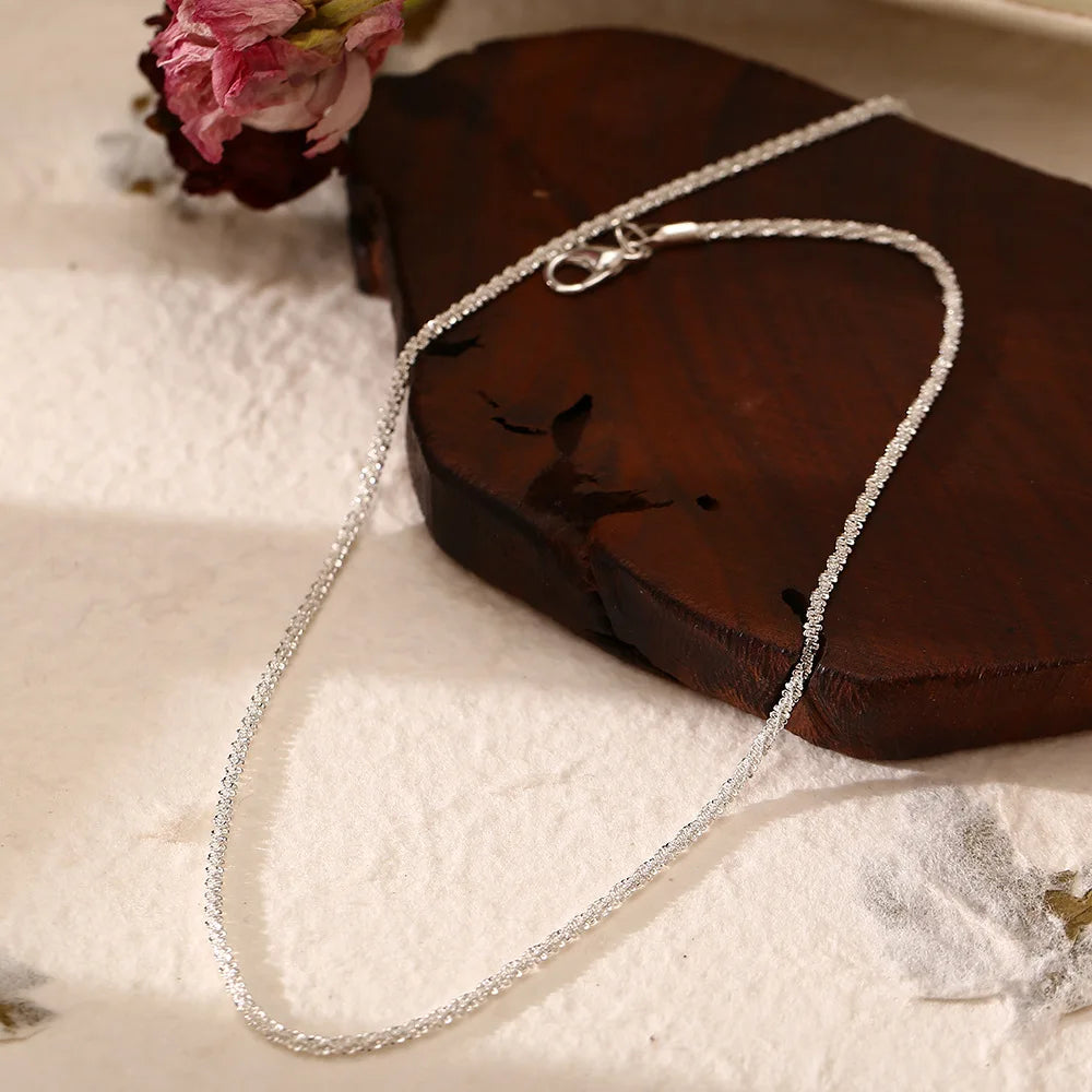 Simple Sparkling Necklace for Women, Silver Color, Clavicle Chain, Choker, Korean, Wedding Party Gift Jewelry