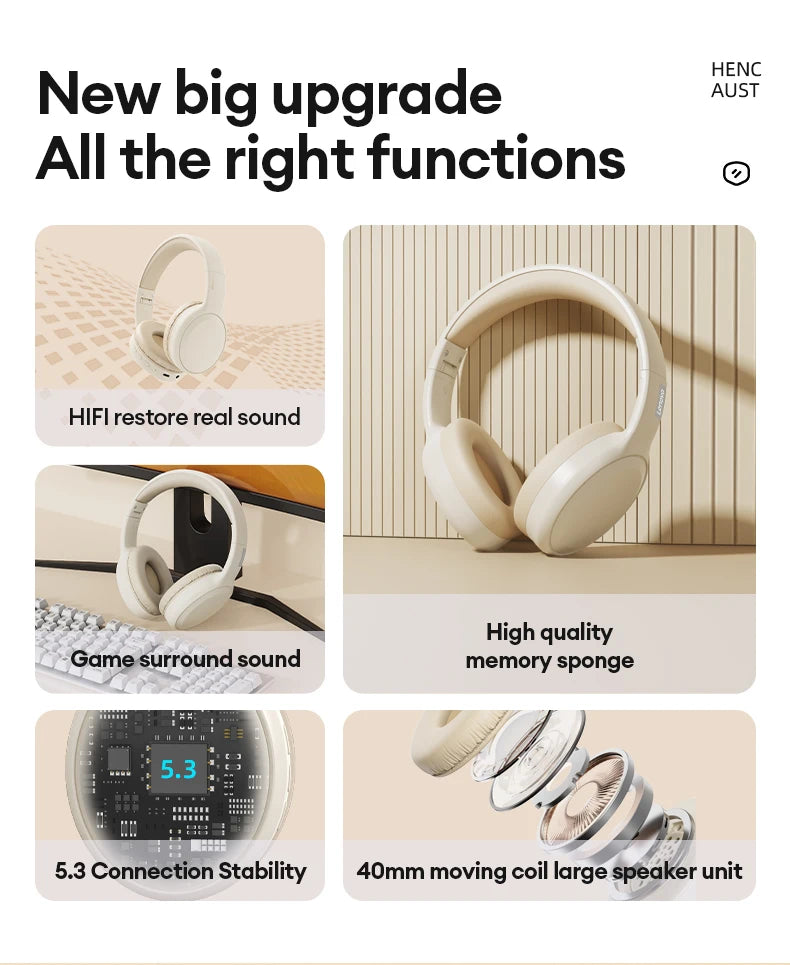 Auriculares Lenovo TH30 inalámbricos Bluetooth HiFi estéreo deportivos con micrófono, auriculares de música plegables, auriculares para juegos de baja latencia