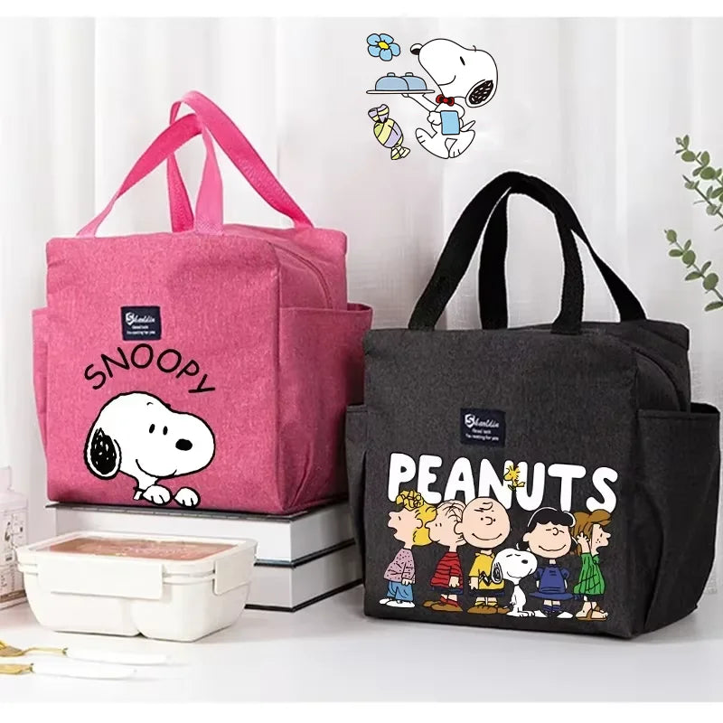 Bolsa isotérmica portátil para el almuerzo y bebidas de Snoopy, bolsa isotérmica para alimentos, caja térmica, bolsa de picnic, bolsas de transporte, bonito regalo para niños