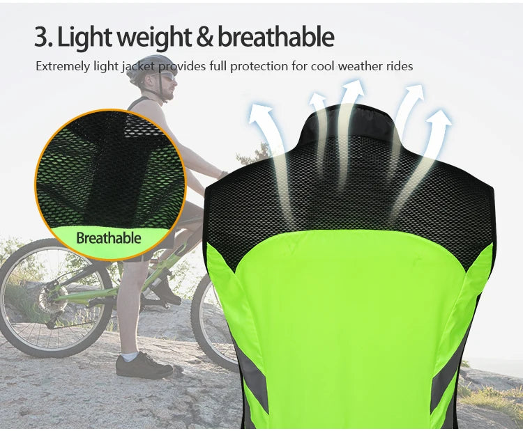 Gilets de cyclisme nuit sécurité pour hommes — sans manches, sport, VTT, vêtements vélo route