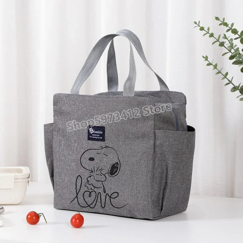 Bolsa isotérmica portátil para el almuerzo y bebidas de Snoopy, bolsa isotérmica para alimentos, caja térmica, bolsa de picnic, bolsas de transporte, bonito regalo para niños