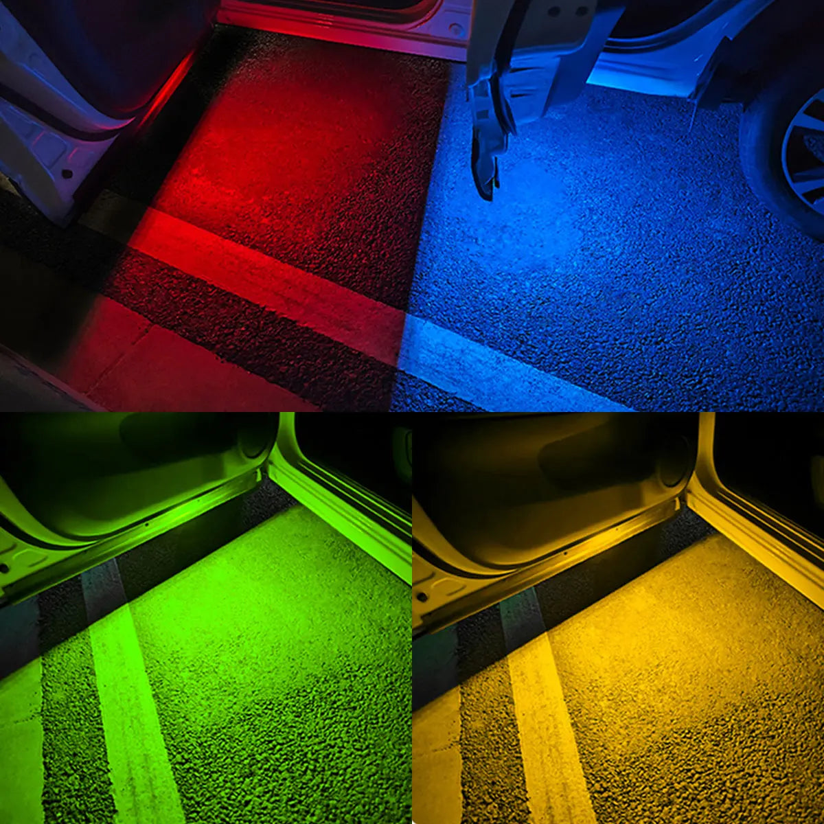 2 piezas Luces LED para puerta de coche RGB LED inalámbricas luces de advertencia USB de bienvenida proyector de umbral magnético lámpara de ambiente para coche