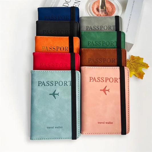 Women Men RFID Vintage Business Passport Covers Multi-Function Holder ID Bank Card PU Leather Wallet Case Travel Accessories
