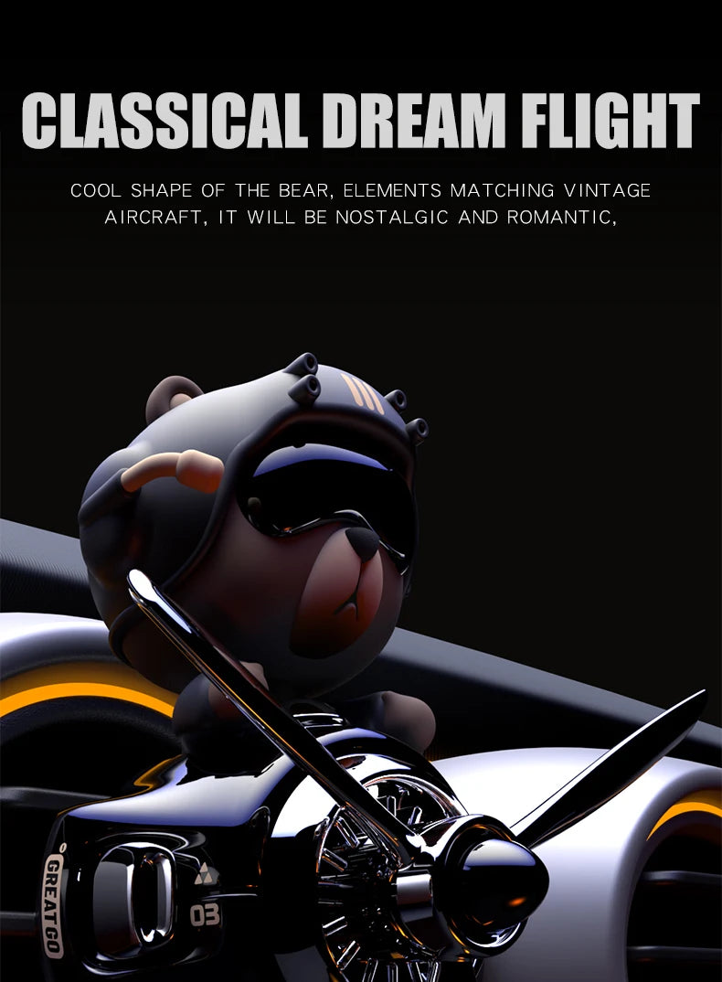 Tête secouer hélice rotative avion cool ours pilote voiture désodorisants accessoires décoration amusant diffuseur parfum parfum hommes
