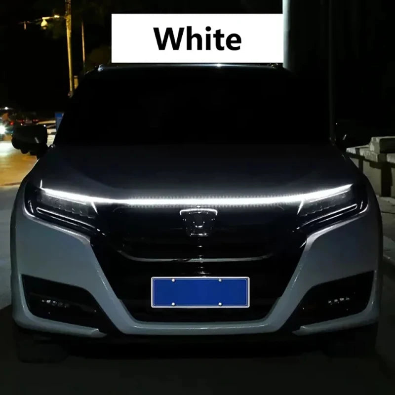 LED Daytime Running Lights for Car Hood, Scanning Start, Decorative Lights, Automatic Engine Hood Guide DRL, Decorative Ambient Lamp, 12V, 150cm