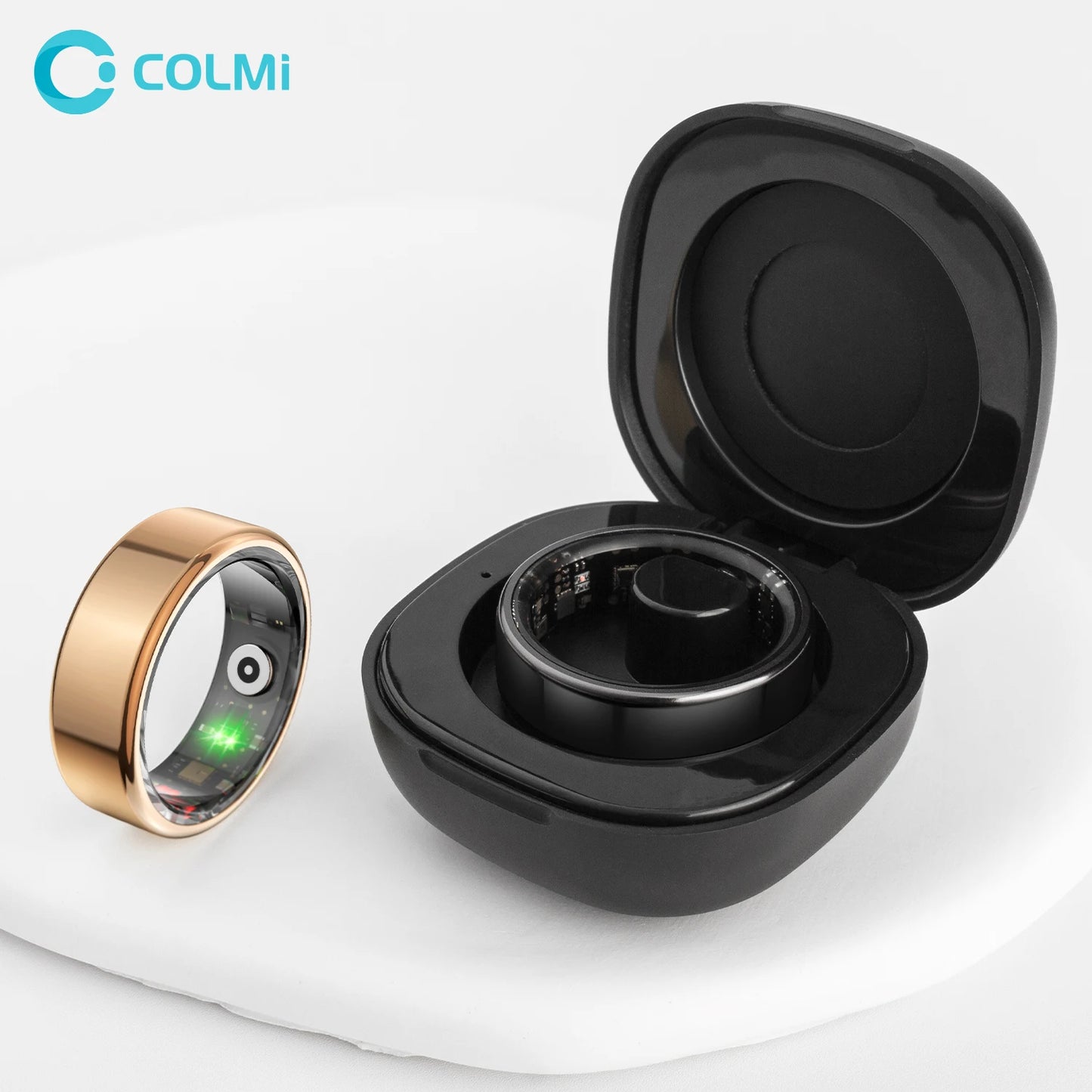 COLMI R02 – anillo inteligente con estuche de carga para hombres y mujeres, duración de la batería de 39 días, monitor de salud, resistente al agua 5ATM, 2024