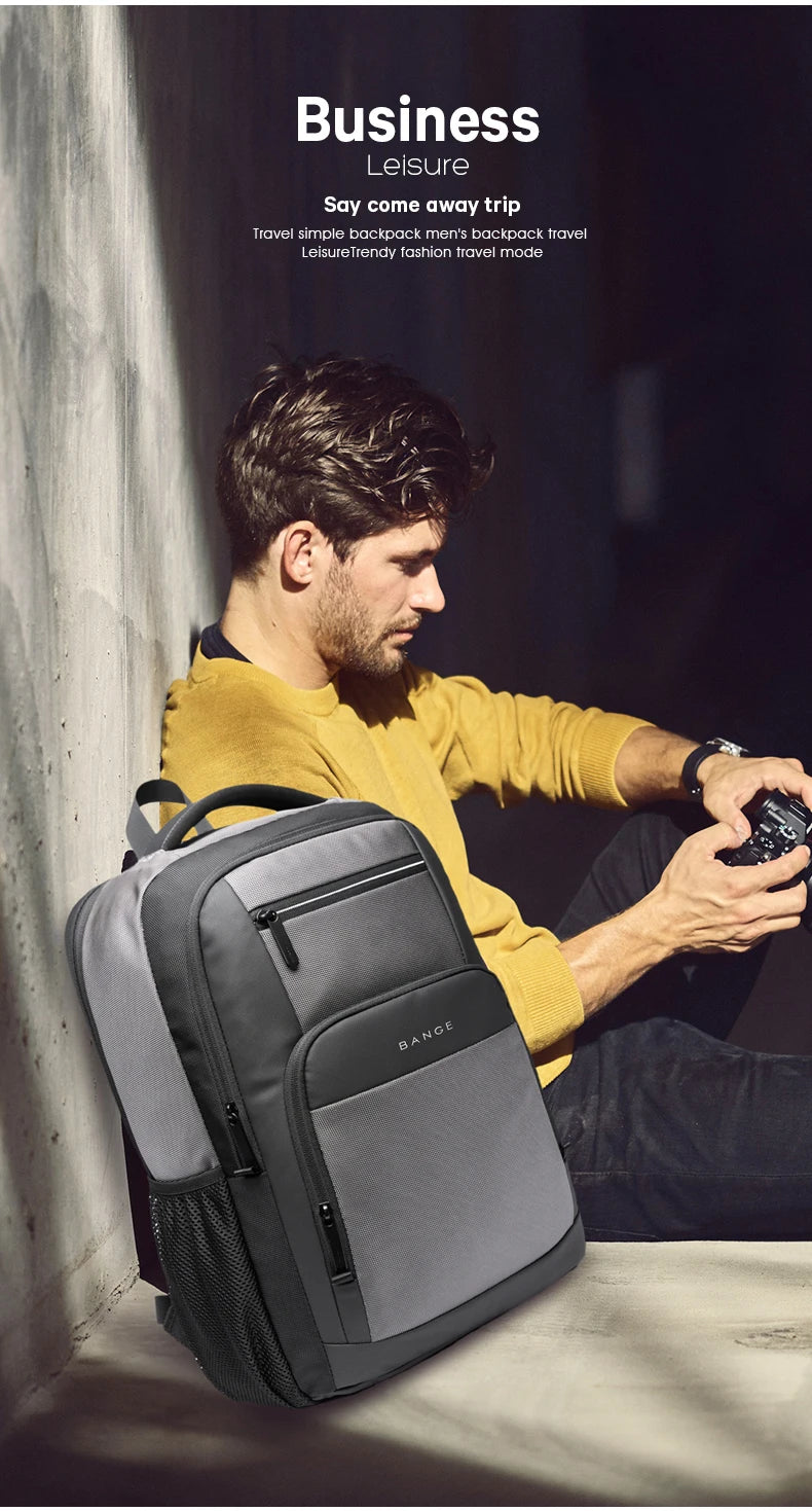 BANGE léger 15.6 pouces sac à dos pour ordinateur portable étanche USB Port de Charge multifonctionnel voyage randonnée sac d'école Mochila pour hommes
