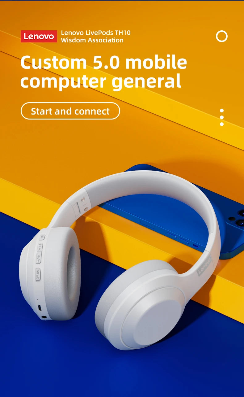 Auriculares estéreo Bluetooth Lenovo Thinkplus TH10 TWS Auriculares de música con micrófono para móvil iPhone Samsung Android iOS