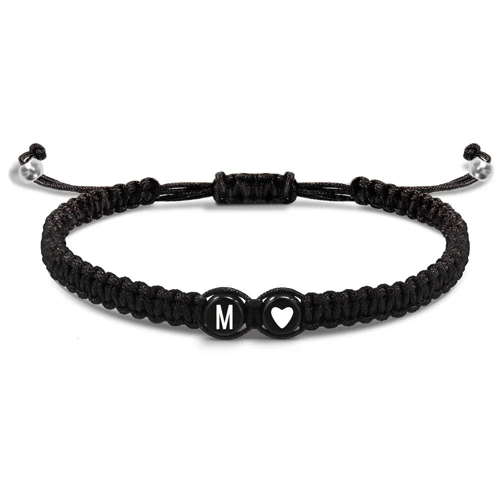 26 Initial Letter Heart Handmade Adjustable Bracelets A-Z Braided Name Bracelets for Women Men Friendship Jewelry Gifts