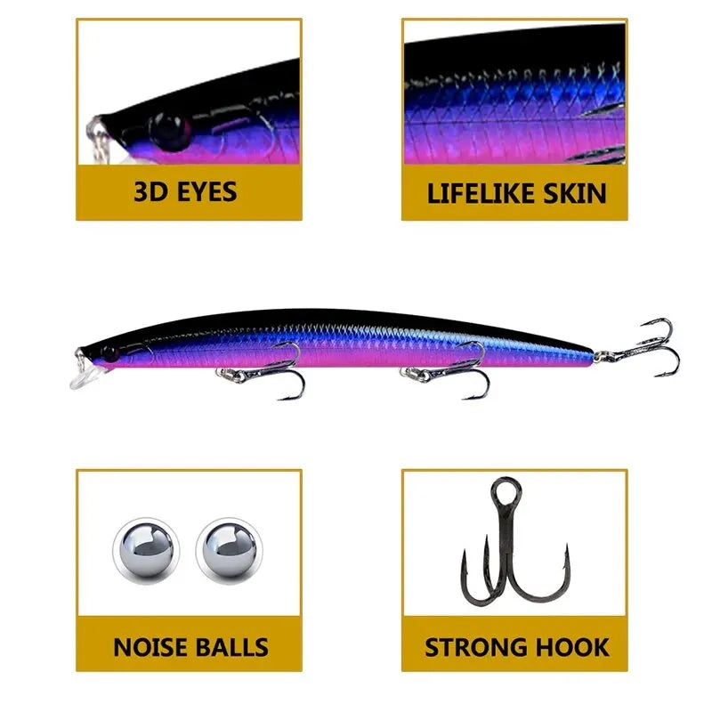 Leurre de pêche méné Laser appât artificiel dur 18 cm 24g yeux 3D crochets pointus appât de pêche en mer coloré manivelle Wobblers