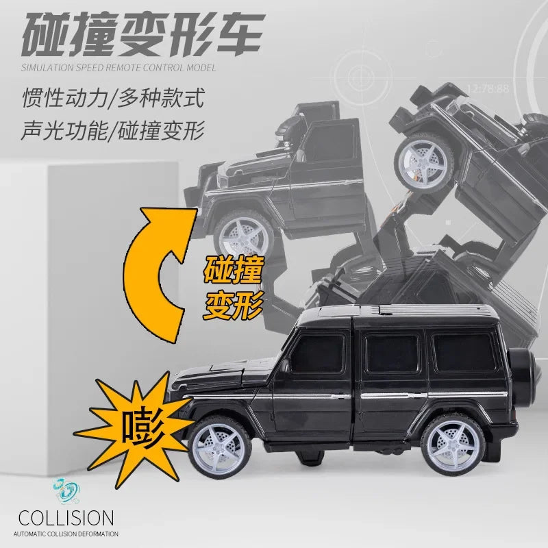 Coche de juguete de cambio de forma de impacto inercial para niños, robot Autobot de cambio de forma con un solo botón, rompecabezas de cambio de forma, colisión