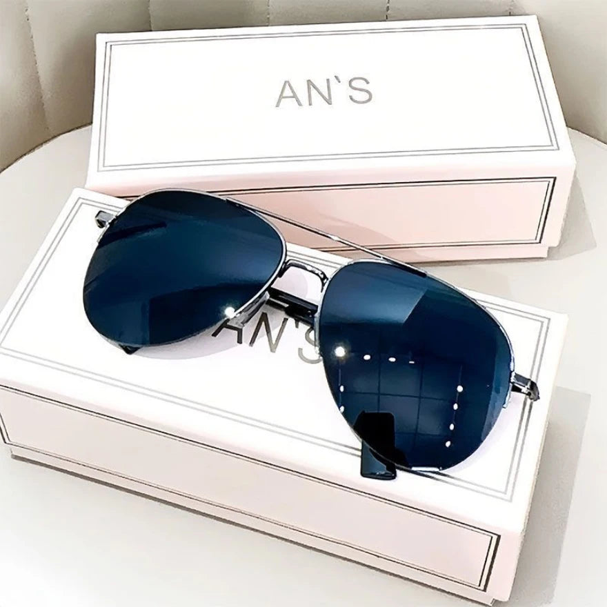 Lunettes de soleil dégradées mode pour hommes — pilote, grande monture, anti-reflet