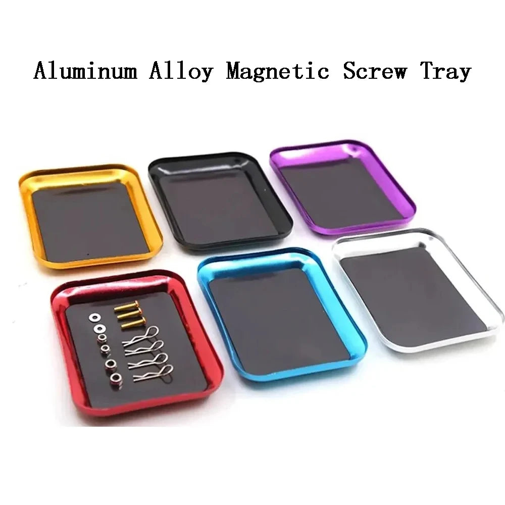 Aluminium Alloy RC Repair Tool, with Magnetic Pad, Screw Tray, Plate Storage Box for Model Airplane, Car and Boat, 1pc