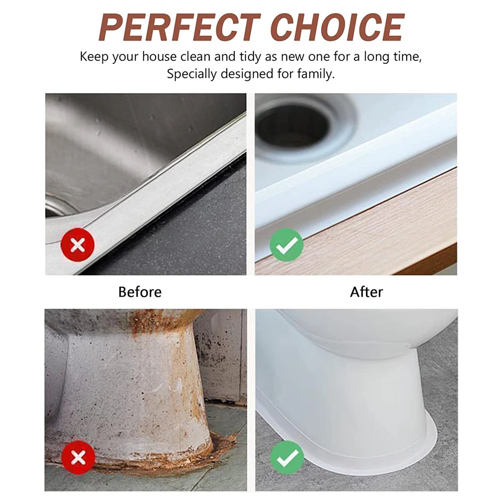 Bande de calfeutrage de bain auto-adhésive en PVC, 3.2M, résistant à l'huile, autocollant mural d'angle de bord d'évier de cuisine, bande d'étanchéité étanche pour toilettes